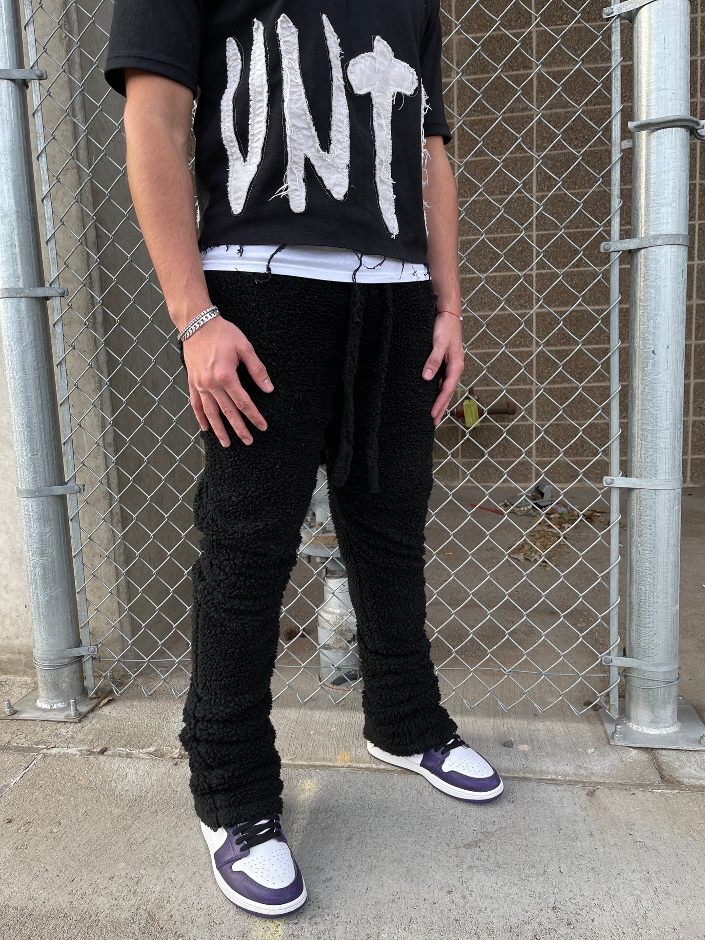 "Charcoal Black" Stacked Sweats